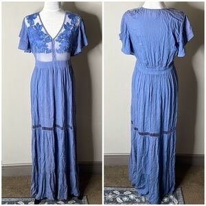 BOG (Band of Gypsies) All You Need is Love Maxi Dress in Blue Size Small